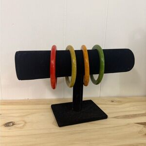 Vintage Bakelite Set of 4 Marbled Bangle Bracelets
